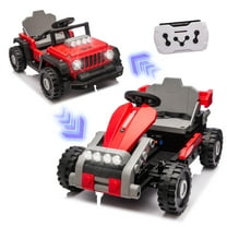 12V Kids Ride On Building Block Car with Remote Control, 2 in 1 Electric Ride On Car for Toddlers, Power Ride On Electric Vehicle with Four Wheel Suspension, Bluetooth, Ride On Toy for Boys Girls 2-4