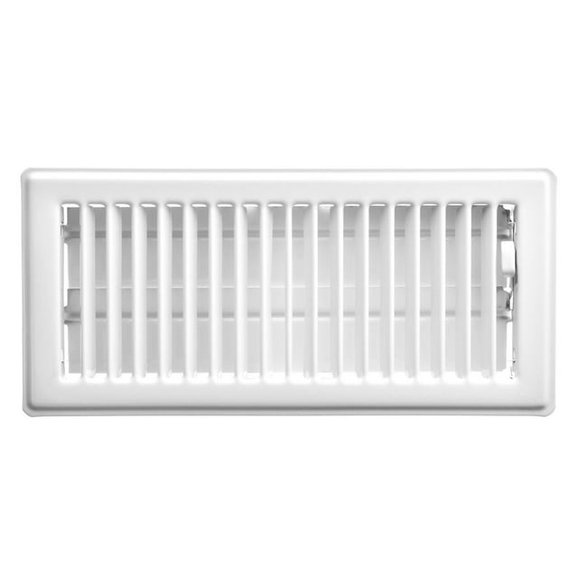 Imperial 4" x 10" White Steel Floor Register, Louvered, 1-pk