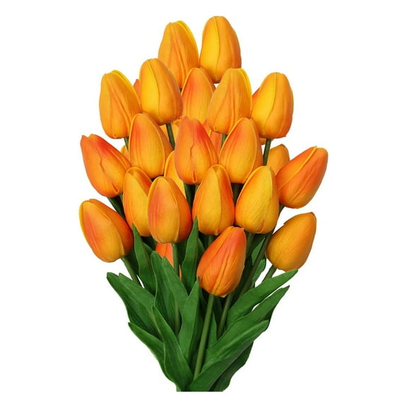 20 Pcs Orange Tulips Artificial Flowers 13.5" Faux Tulips Flowers Fake Flowers Bulk for Vase Centerpieces Wedding Bouquet Home Decor
