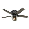 thumbnail image 3 of Hunter 52 inch Indoor Ceiling Fan with LED Light and Remote Control - Black Ceiling Fan, Low Profile Mount, 5 Blades, For Bedroom, Living Room, or Kitchen, Quiet - Bennett 53393, Matte Black, 3 of 18