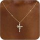 thumbnail image 2 of Diamond Cross Necklace for women-Dainty 14k Gold Cubic Zirconia Pendant Necklaces Simple Gold Cross Necklaces Cute Tiny Gold, 2 of 4