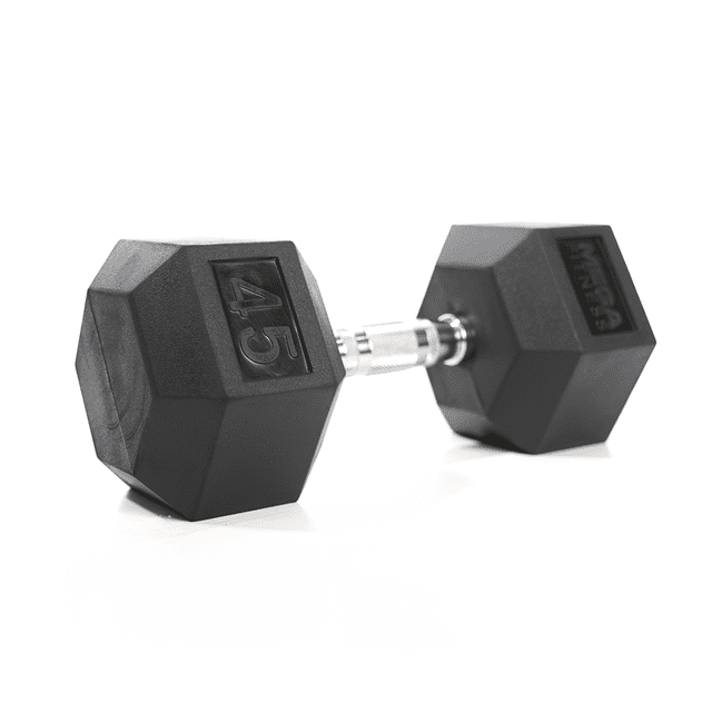 Mega Fitness Haltère Hexagonal en Caoutchouc 45 lb Poignée Moletée Simple Gym à Domicile