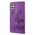 thumbnail image 3 of SaniMore for Samsung Galaxy A54 5G Case with Wrist Strap, Butterfly Embossed Magnetic Card Slot & Cash Bag Shockproof PU Leather Flip Folding Wallet Kickstand for Samsung A54 5G, Purple, 3 of 7