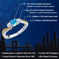 thumbnail image 2 of Gem Stone King 925 Silver and 10K Yellow Gold Blue Simulated Opal White Moissanite and White Lab Grown Diamond 3 Stone Engagement Ring for Women (0.48 Cttw, October Birthstone, Size 8), 2 of 6