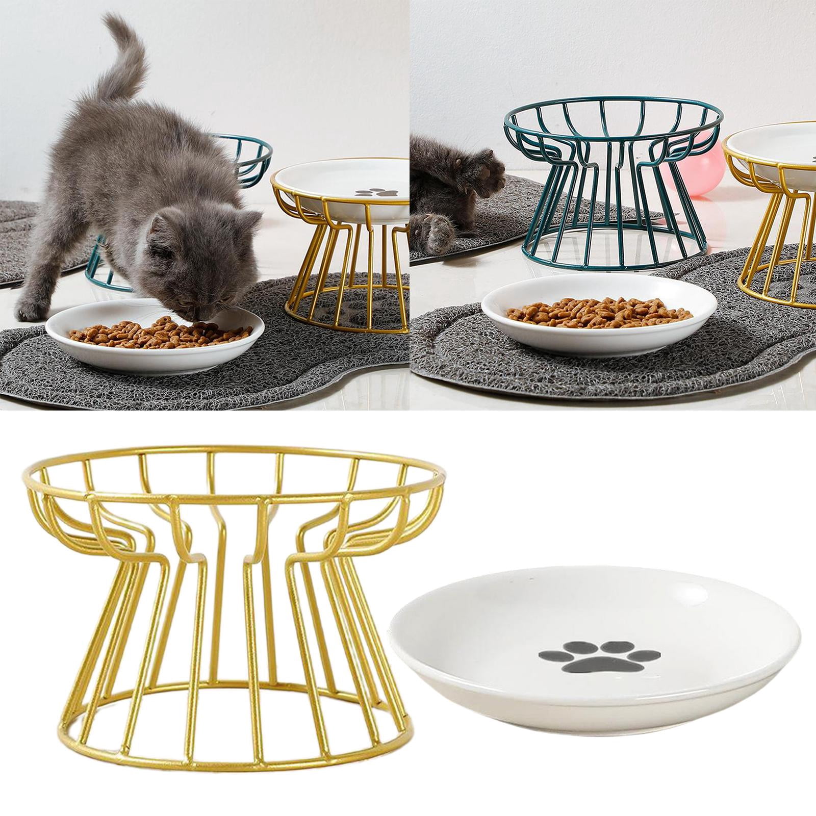 Fzaqwen Ceramic Pet Bowl Food Water & Treats for Cats & Dogs Non-slip Cat Bowls Pet Food Water Bowl Pet Supplies Golden