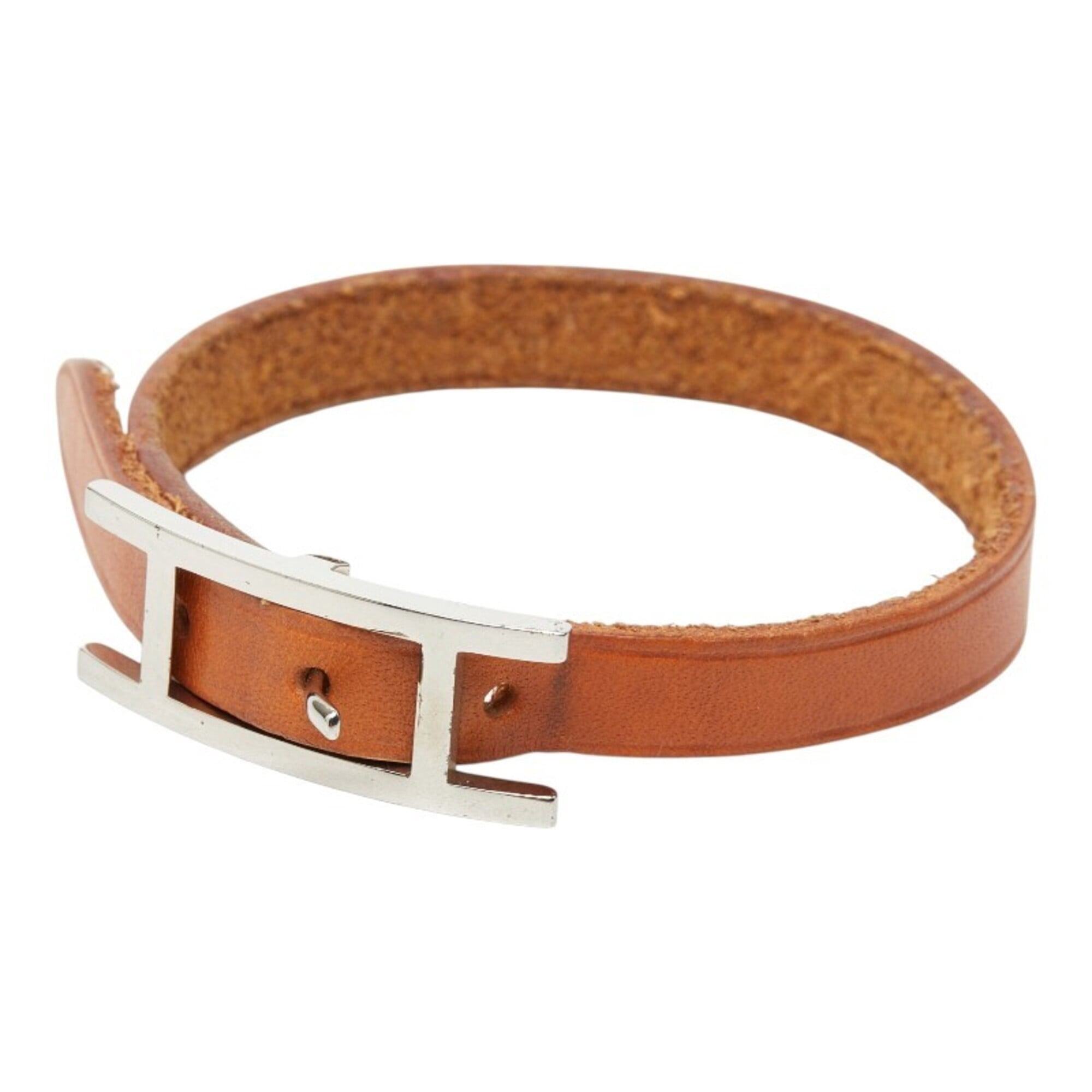 Hermes Glenan Leather Metal Brown White Hermès Glenan Brown Leather ref.JC1014328 (Sold) - Joli Closet main image 4