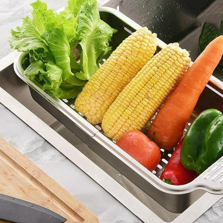 

Gerich Extendable Strainer Basket Kitchen Over the Sink Stainless Steel Retractable Kitchen Sink Basket
