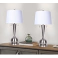 thumbnail image 3 of 30" Brushed Nickel Table Lamp w/ USB Port in Base & White Linen Shade (Set of 2), 3 of 6