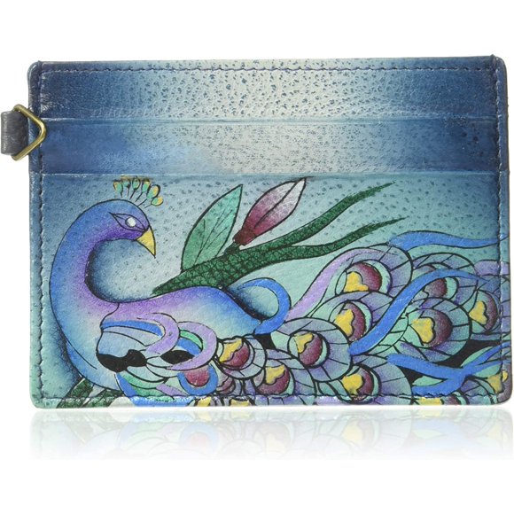 Anna by Anuschka Étui à Cartes de Crédit en Cuir Véritable Peint à la Main pour Femmes - 2 Poches pour Cartes de Crédit, 1 Fenêtre d'Identification