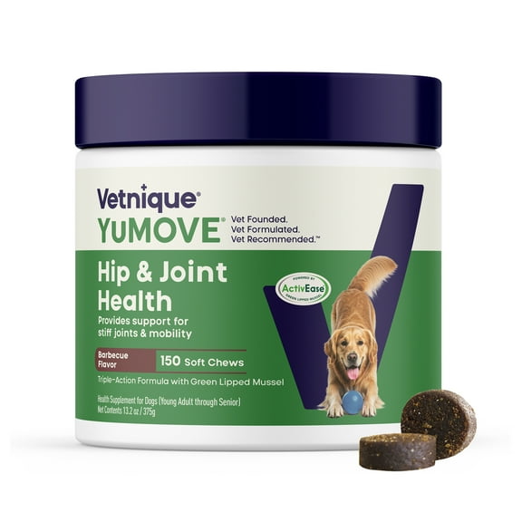 Vetnique Labs YuMOVE Mobility Hip & Joint Care Tasty Bites for Dogs, Hickory Flavor, 150 Count Jar