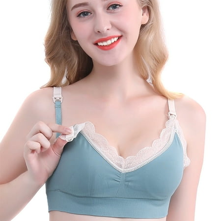

Women Wirefree Breastfeeding Bra Padded Lace Nursing Bralette Sleeping Maternity Bras M