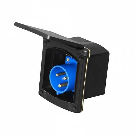 32 Amp RV Power Plug, Flush-Mounted Electrical Socket with Protective Cover - External Shore Power Connector, Suitable for RV, Caravan, Campervan, Boat, and Yacht