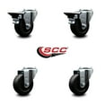 thumbnail image 2 of 3.5 Inch Soft Rubber Wheel Swivel Bolt Hole Caster Set with 2 Posi Lock Brakes, 2 of 2