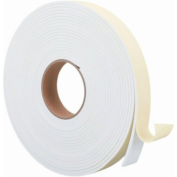 33Ft Self Adhesive Foam Strip 1.2inch Wide High Density Foam Tape Weather Stripping Foam Seal Tape for Door Window Heat Insulation Thick: 0.16inch (White)