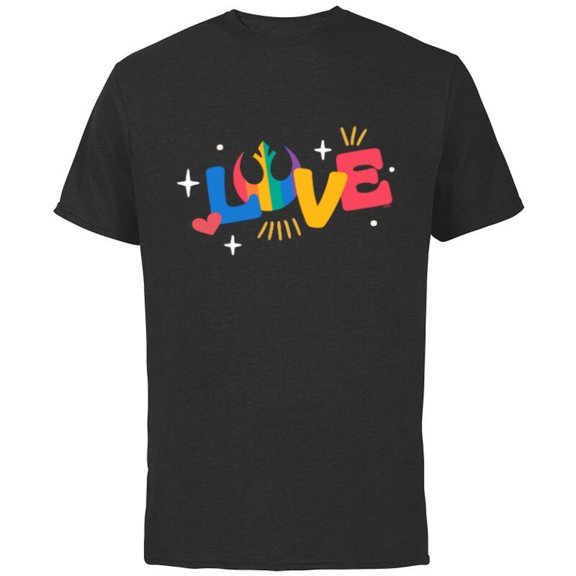 Star Wars Pride Love Rainbow Rebel Resistance Symbol - Short Sleeve Cotton T-Shirt for Adults - Customized-Black
