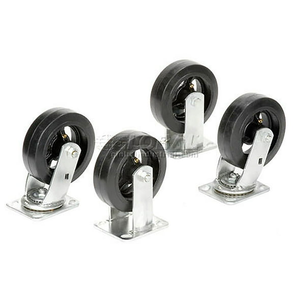 Global Industrial 6"" x 2"" Mold-On Rubber Caster Kit Set of 4 (2 Swivel 2 Rigid