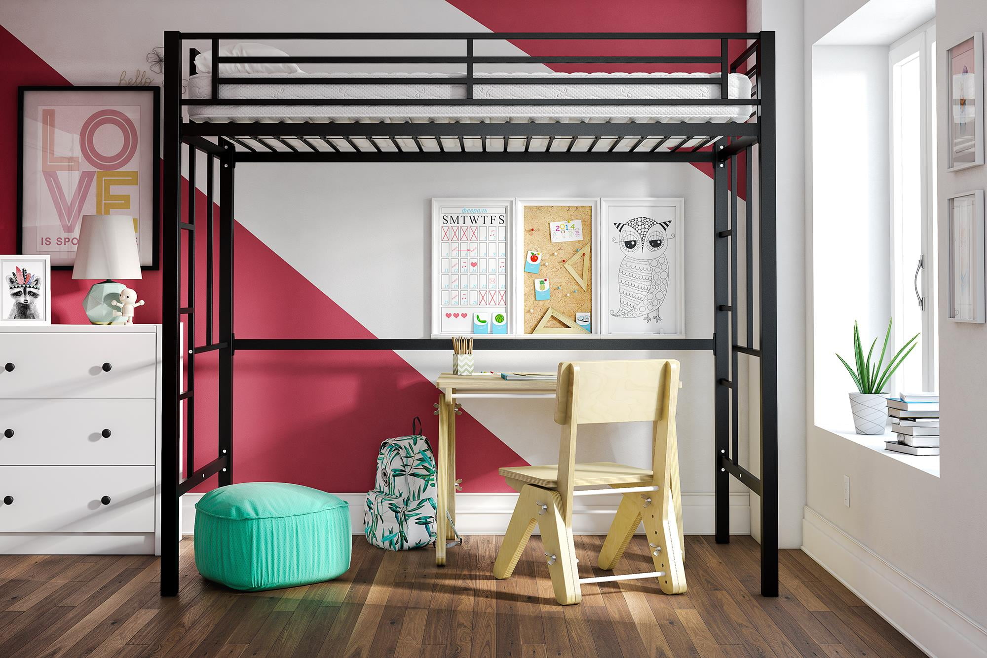 yourzone metal loft bed