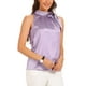 thumbnail image 4 of INSPIRAR CHIC Blusas de Trabajo Sin Mangas de Satén para Mujeres con Lazo en el Cuello Color Sólido S Morado Claro, 4 of 5