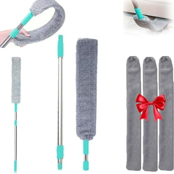 2026 Upgraded Retractable Gap Dust Cleaning Artifact with 3 Microfiber Dusting Cloths,Extendable Duster Cleaning Tool,Reusable Washable Dusting Wand for Home,Ceiling,Blinds,Furniture