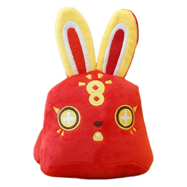 MesaSe Rabbit Mascot Toy Good Resilience Full Filled Chinese Elements Tassel Pendant Embroidery Rabbit Plush Doll for Chinese New Year