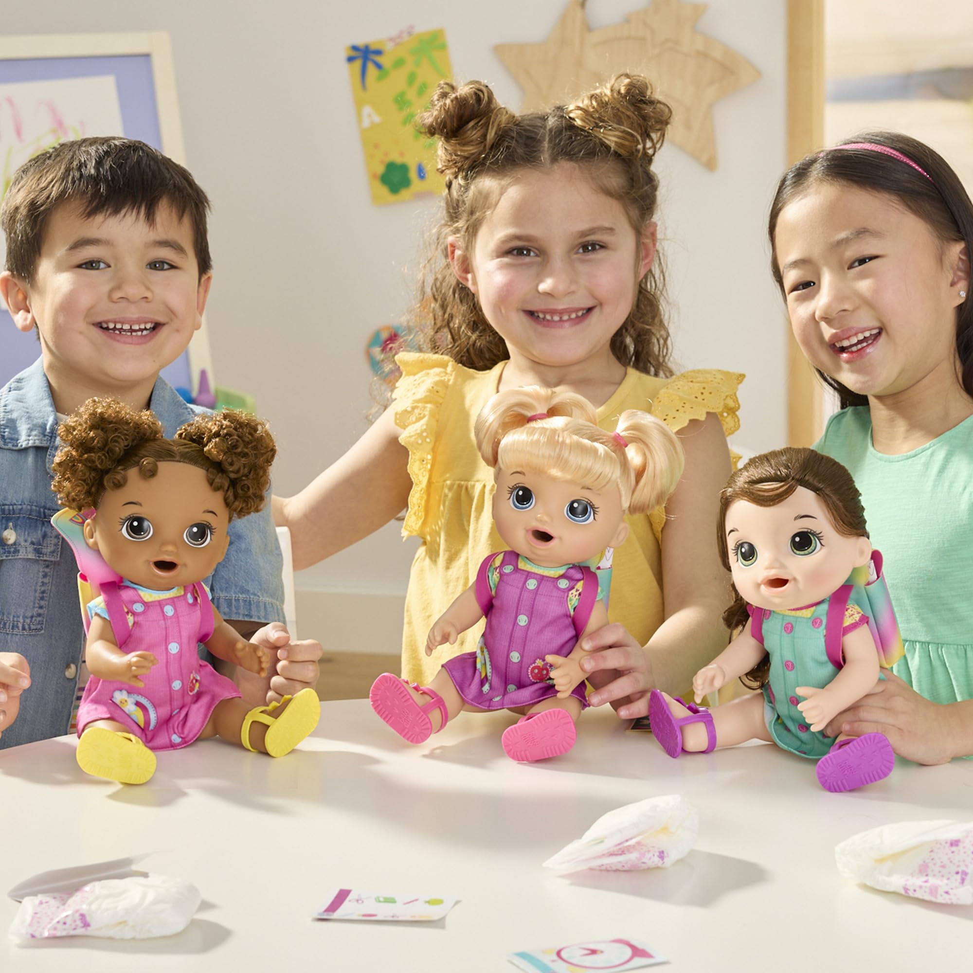 Baby Alive Time for School Baby Doll Set, Back to School Toys for 3 Year Old Girls & Boys & Up, 12 Inch Baby Doll, Black Hair (Exclusive)