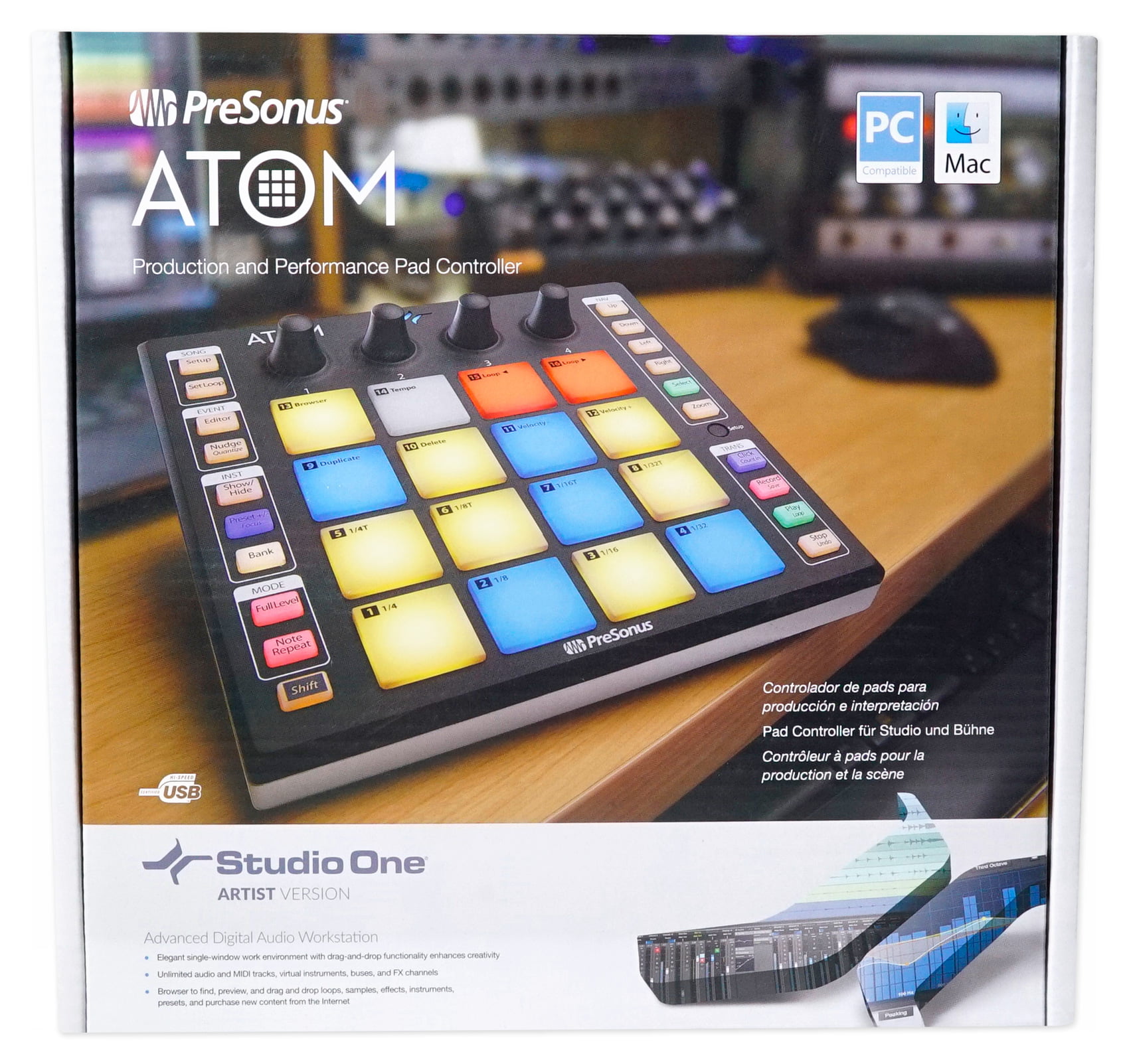 PreSonus ATOM 16 Pad USB MIDI RGB DJ Controller and Studio One