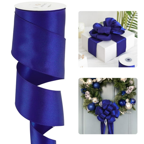 Cinta Alambre de Satén Azul Real HUIHUANG 6.4 cm x 9 m