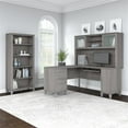 thumbnail image 2 of UrbanPro 60W L Shaped Desk with Hutch and Bookcase in Gray - Engineered Wood, 2 of 7