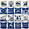 thumbnail image 4 of Rush Christmas Blue Pillow Covers 18x18 Inch Christmas Decorations Throw Pillow Covers Holiday Linen Farmhouse Christmas Pillow Case for Sofa Couch Xmas Home Decor（Xmas 5） S409, 4 of 5