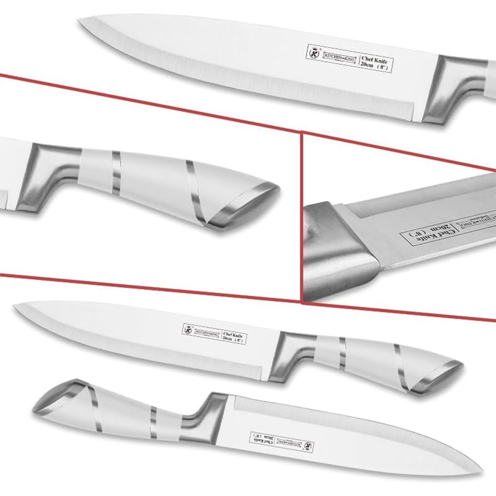 Kitchen Knife Set, 9-Piece White Sharp Non-Stick Coated Chef Knives Block Set,Stainless Steel Knife Set for Kitchen with Sharpener for Cutting Slicing Dicing Chopping