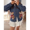 thumbnail image 2 of Honganda Cardigan Pull d'Automne pour Femmes Manches Longues Col Rond Boutonné Imprimé Ours Tricot, 2 of 3
