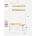 thumbnail image 4 of VASAGLE Coat Rack, Hall Tree with Shoe Storage Bench for Entryway, with 9 Hooks, a Shoe Rack, a Hanging Rod, 16.3 x 39.4 x 71.7 Inches, for Living Room, Bedroom, Oak and White, 4 of 5