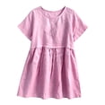 thumbnail image 5 of Womens Cotton Linen Babydoll Tops Cute Ruffle Short Sleeve Blouses Casual Round Neck Shirts Summer Trendy Outfit Pink XL, 5 of 5