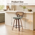 thumbnail image 2 of LEGAHOME Swivel Bar Stools Set of 3, 26” Upholstered Counter Height Bar Stools with Rattan Back and Wood Legs, Mid-Century Modern Barstools for Kitchen Island, 300 lbs, Walnut + Green, 2 of 10