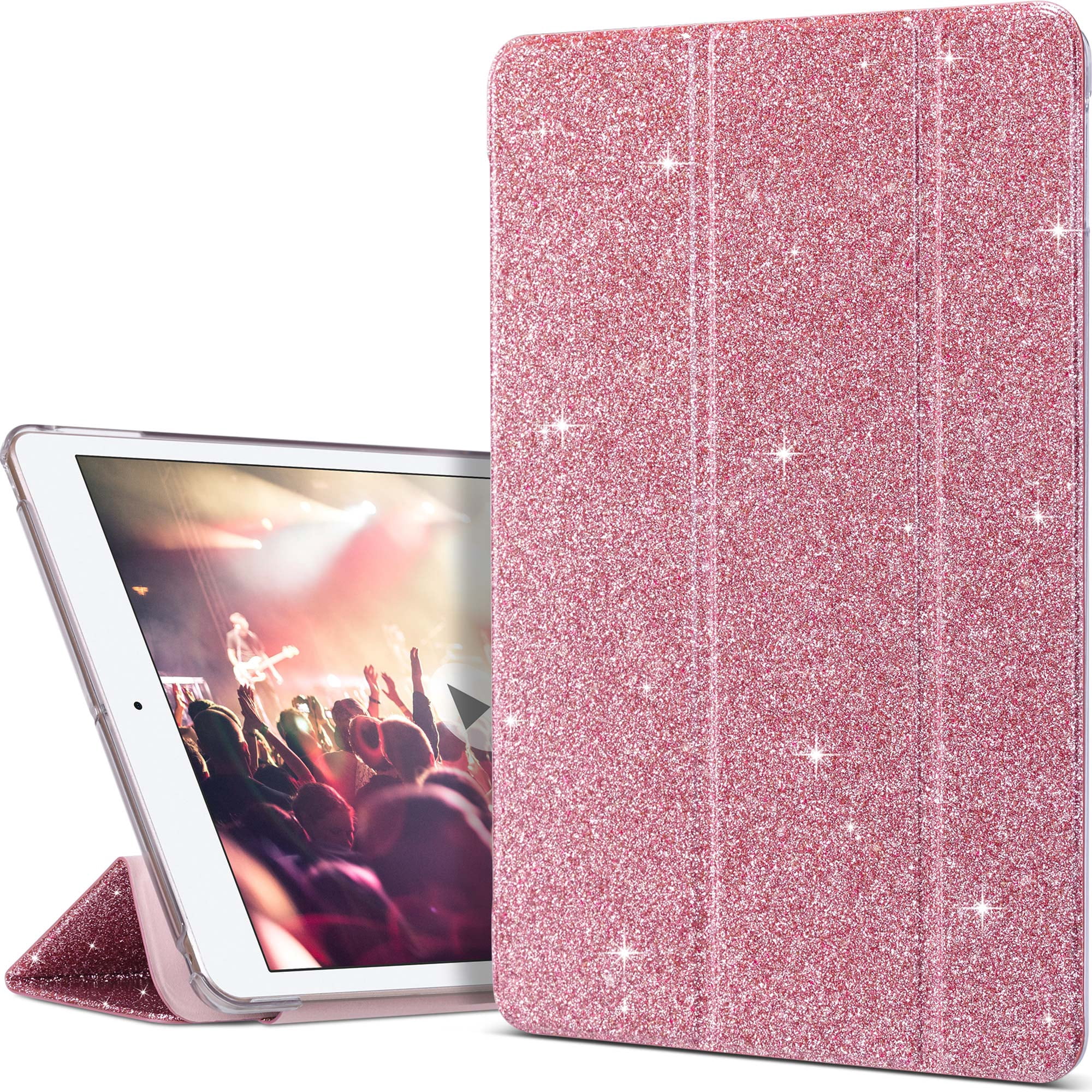 ULAK iPad 10.2 Case iPad 9th 8th 7th Generation, Slim Stand Smart Shell Shockproof Cover for Apple iPad 9 8 7 Gen 2021 2020 2019, Rose Gold Glitter