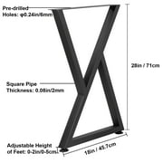 VEVOR 28x18 inch Z Shape Metal Table Legs, Set of 2, Heavy Duty Desk/Bench Legs, Wrought Iron Furniture Bases