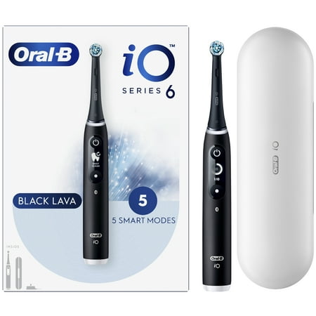Oral-B iO Series 6 Electric Toothbrush with (1) Brush Head, Black Lava, for Adults & Children 3+
