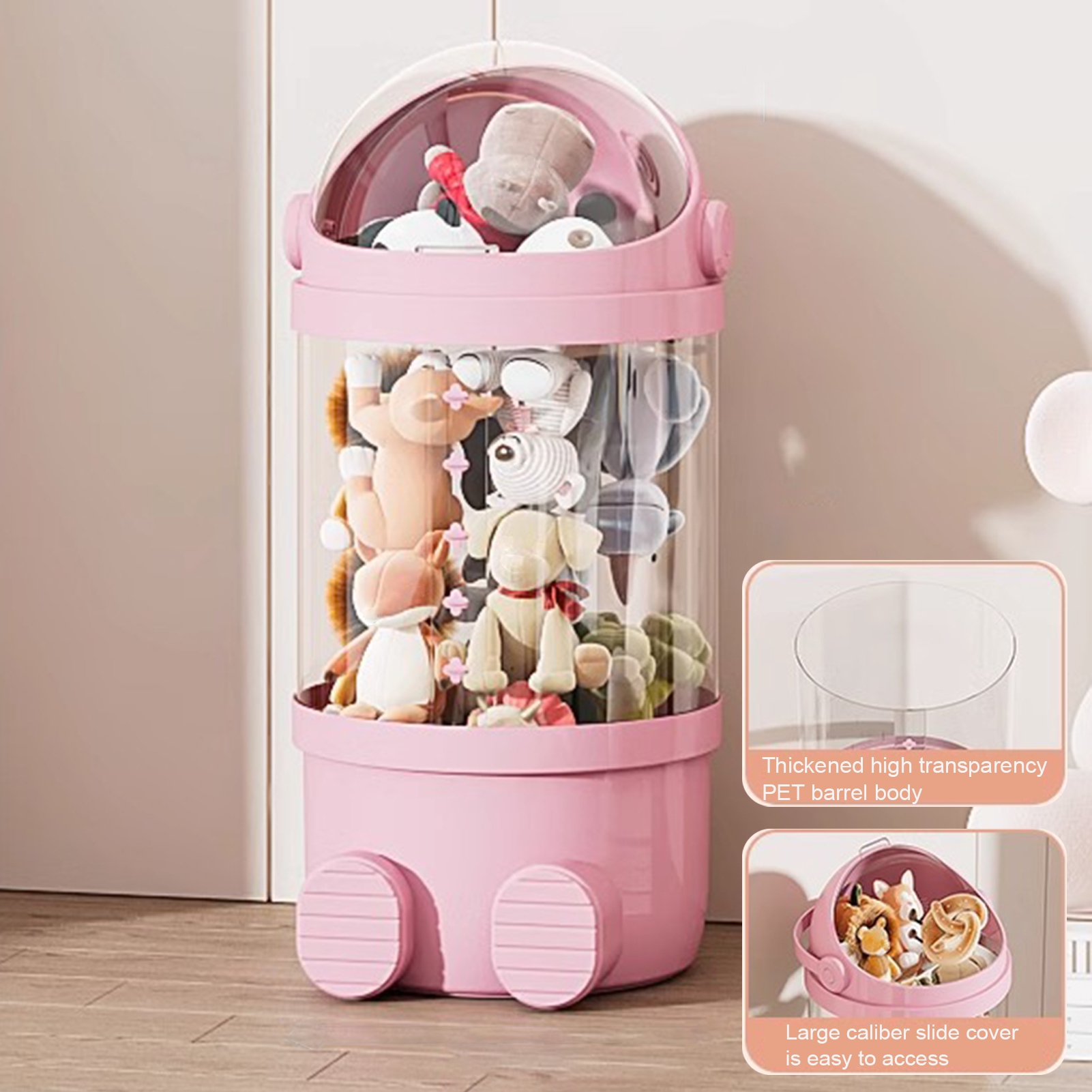 Callipe Transparent Vertical Toy Organizer Doll Storage Bucket Large Capacity Dustproof Easy to Install Vertical Stuffed Animal Storage Tube