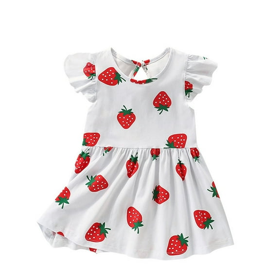 Girls Nightgowns Pajamas Dress Toddler Cat Lounge Sleepwear Flutter Short Sleeves Outfit for Kids #White 18-24 Months