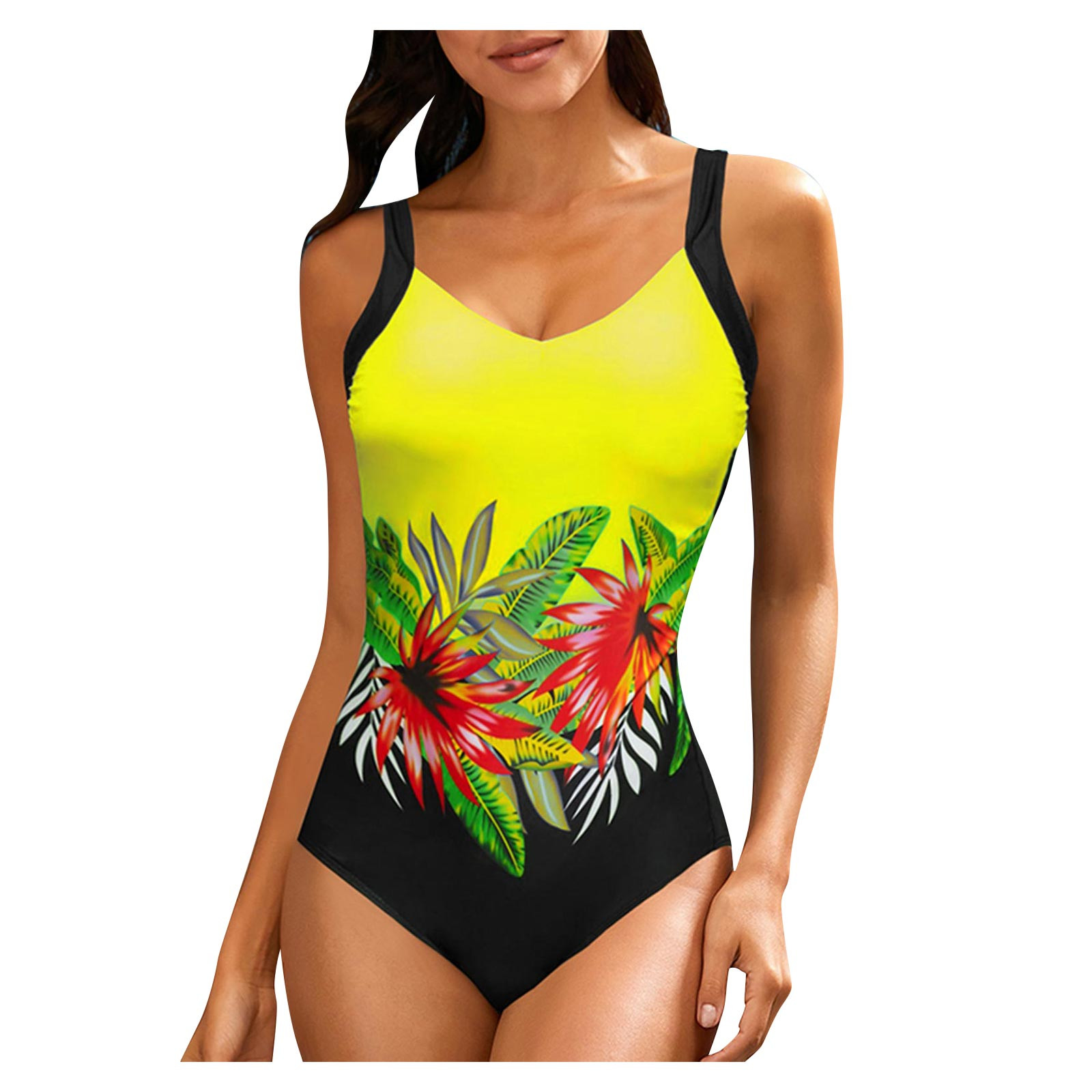 Womens Swimsuits One Piece Soild Print Push Up Tankini Swimsuit