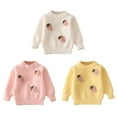 thumbnail image 5 of GYRATEDREAM Toddler Girls Pullover Sweater Comfy Long Sleeve Cable Knit Crewneck Cute Print Daily Wear Jumper Fall Winter for 2-3Y Yellow, 5 of 6