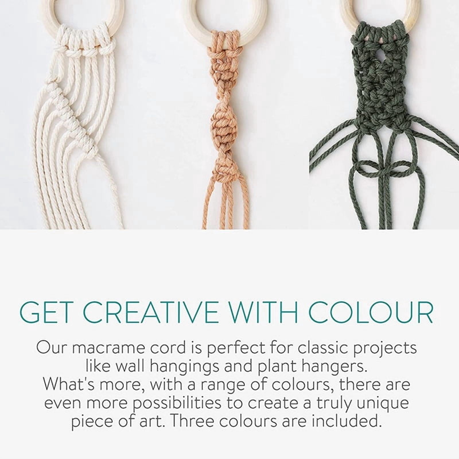 Macrame Yarn Set of 6 - Cotton Cord for DIY Projects Tapestry Dream Catcher - Cotton Cord - White Olive Green Pink