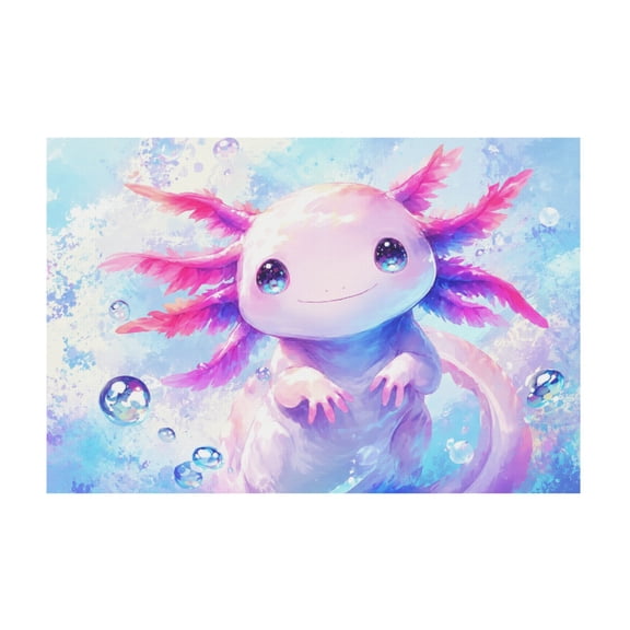 Cute Axolotl Ocean Sealife Cartoon Canvas Wall Art for Living Room Bedroom Bathroom 12*18in