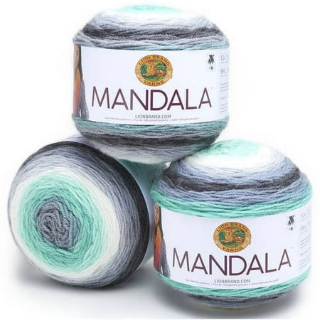 UPC: 0842093110422 | Lion Brand Yarn Mandala Genie Self-Striping Light Acrylic Multi-color Yarn 3 Pack
