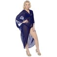 thumbnail image 3 of HAPPY BAY Women's Chiffon Beach Solid Sheer Button Down Kimonos Swimsuit Cover up Casual Summer Kimono Beachwear Duster Cardigans for Women 3X-4X Navy, Solid, 3 of 5