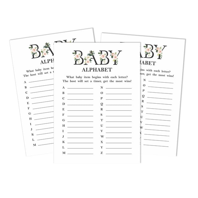 Inkdotpot Gender Neutral Baby Shower Game Set Of 50 Baby Alphabet ABC Game Party Supplies