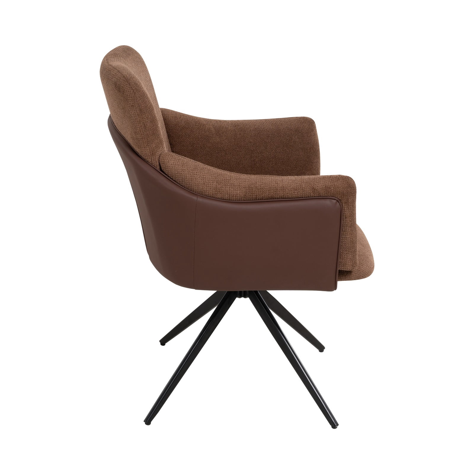 Hommoo 360° Swivel Accent Chair Set of 2, Modern Linen Upholstered Armchair with Metal Base, for Home & Office, Dark Brown