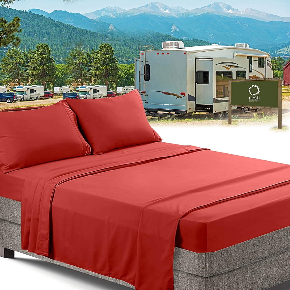 RV Short Queen Bed Sheets Set Bedding Sheets Set For Campers 4 Piece