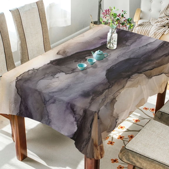 WOBOGO Dark Brown Marble Square Tablecloth 54×54in Polyester Fabric Tablecloth Washable Dust Resistant Wrinkle Resistant