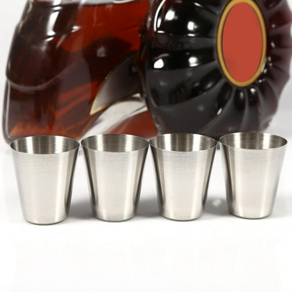 Heaveant Cup, 4 pcs / 6 pcs Portable Stainless Steel Tea Coffee Cup 30ml Beer Mug + Bag Using for Travel(4pcs)